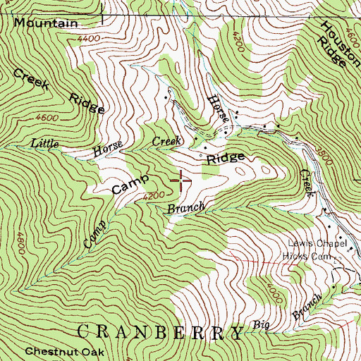 Topographic Map of Camp Ridge, NC