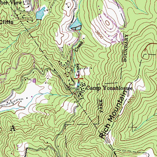 Topographic Map of Camp Yonahlossee, NC