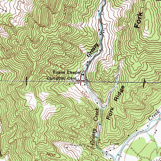 Topographic Map of Campbell Cemetery, NC