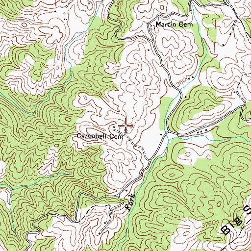 Topographic Map of Campbell Cemetery, NC