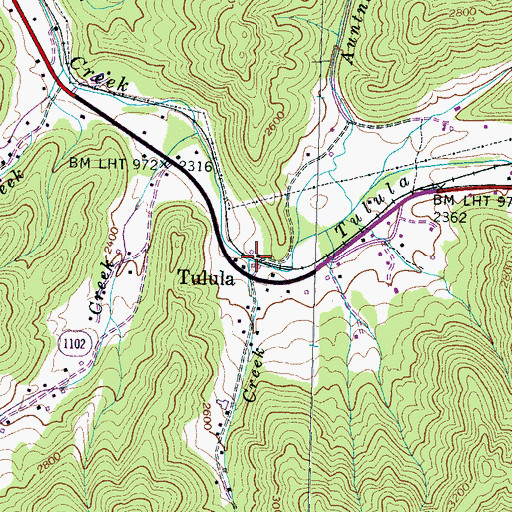 Topographic Map of Campbell Creek, NC