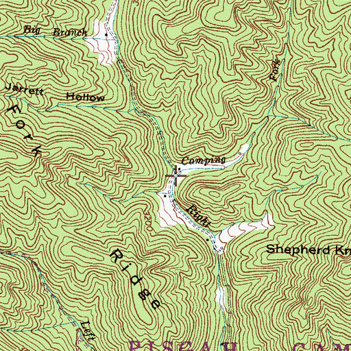 Topographic Map of Camping Fork, NC