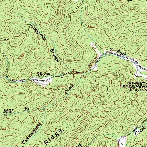 Topographic Map of Camprock Branch, NC