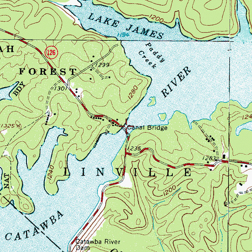 Topographic Map of Canal Bridge, NC