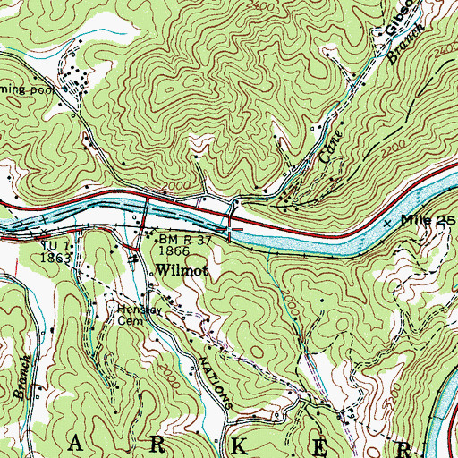 Topographic Map of Cane Branch, NC