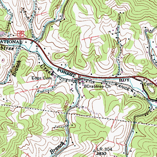 Topographic Map of Cane Branch, NC