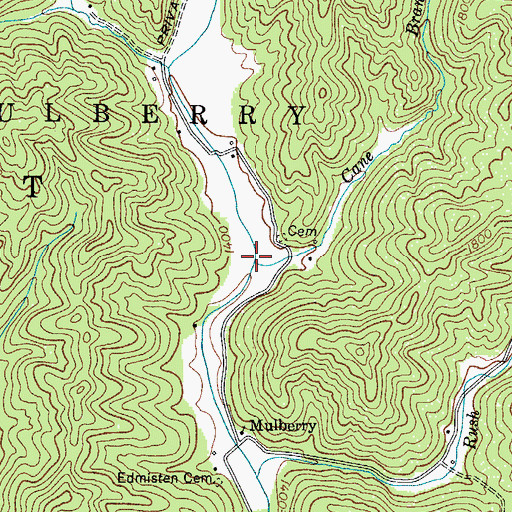 Topographic Map of Cane Branch, NC