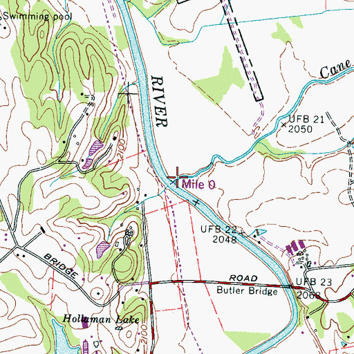 Topographic Map of Cane Creek, NC