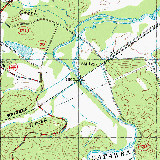 Topographic Map of Cane Creek, NC