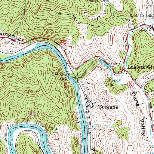 Topographic Map of Cane Creek, NC