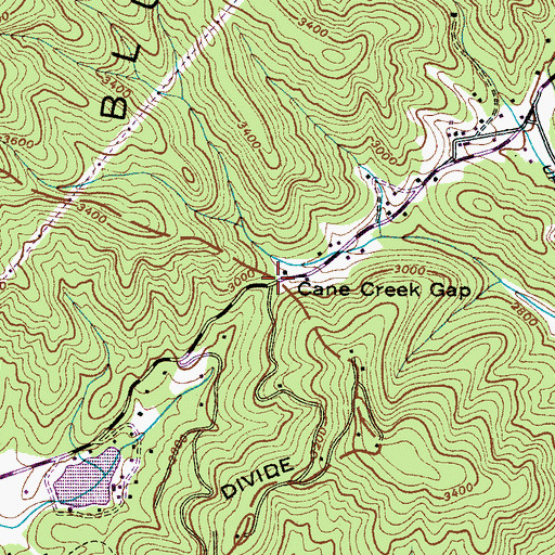 Topographic Map of Cane Creek Gap, NC