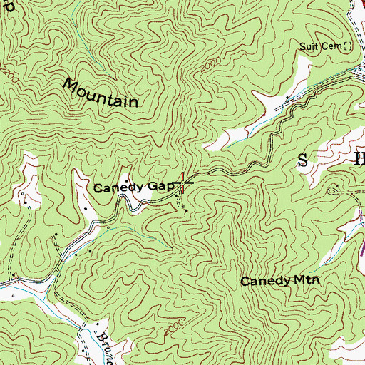 Topographic Map of Canedy Gap, NC