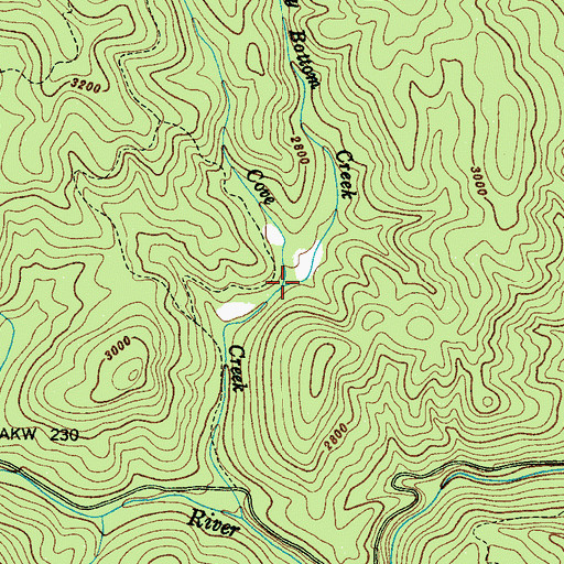 Topographic Map of Caney Bottom Creek, NC