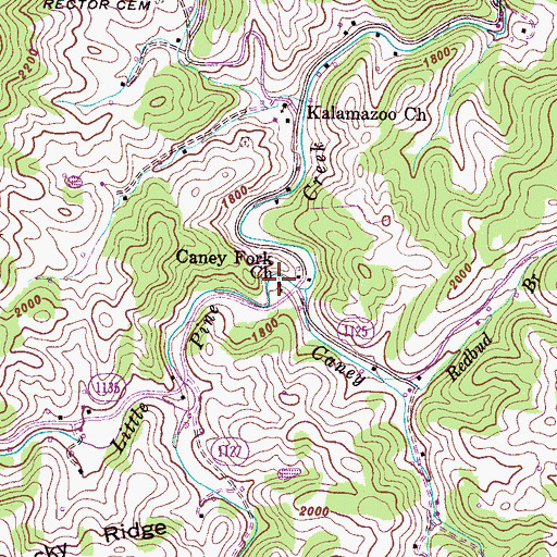 Topographic Map of Caney Fork Church, NC