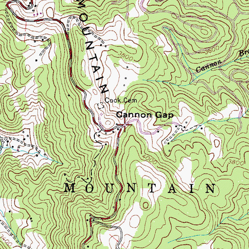 Topographic Map of Cannon Gap, NC