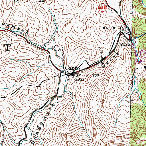 Topographic Map of Canto, NC