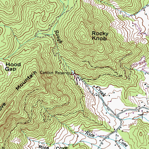Topographic Map of Canton Reservoir, NC