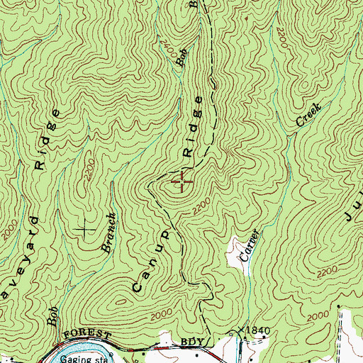 Topographic Map of Canup Ridge, NC