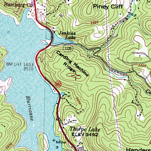 Topographic Map of Carding Machine Ridge, NC