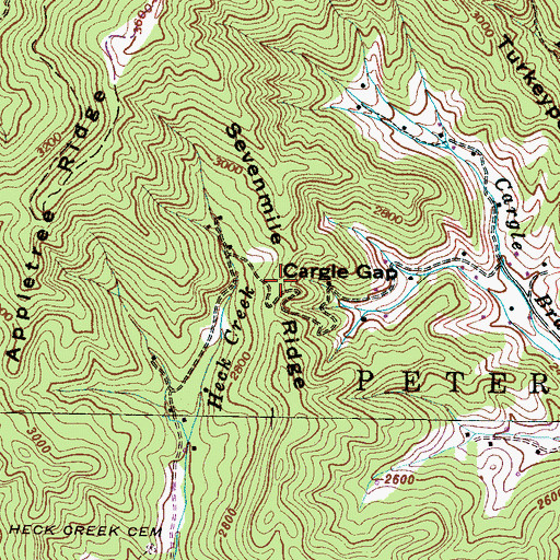 Topographic Map of Cargle Gap, NC