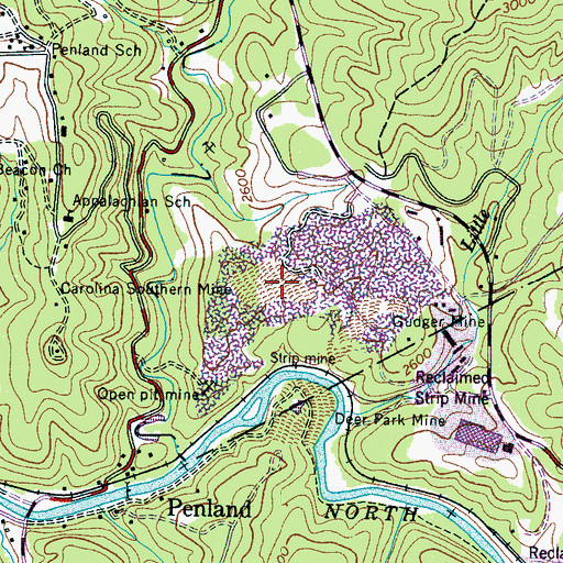 Topographic Map of Carolina Southern Mine, NC