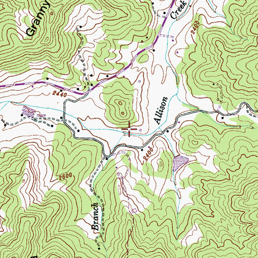 Topographic Map of Carpenters Branch, NC
