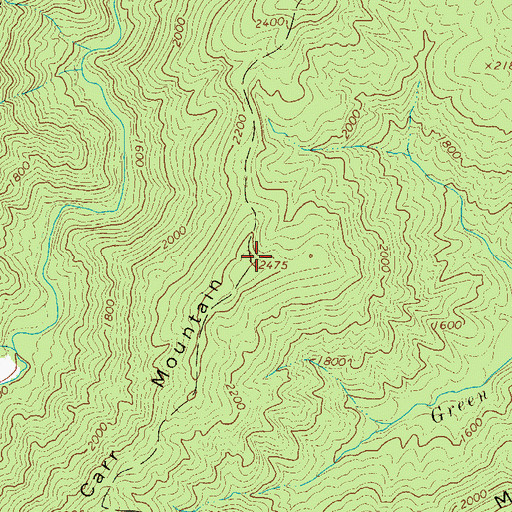 Topographic Map of Carr Mountain, NC