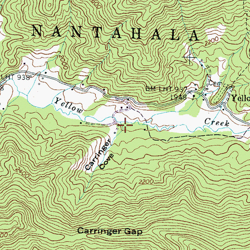 Topographic Map of Carringer Cove, NC