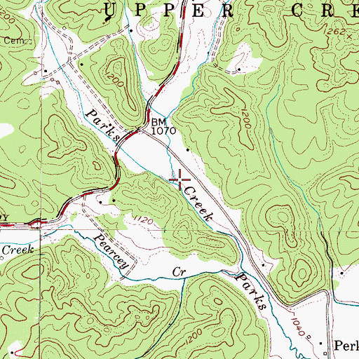 Topographic Map of Carroll Creek, NC