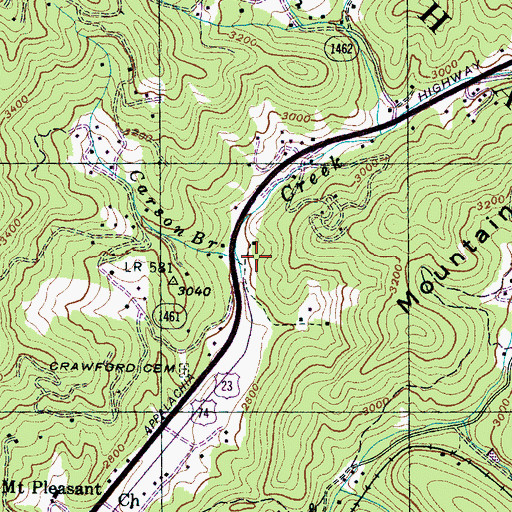 Topographic Map of Carson Branch, NC