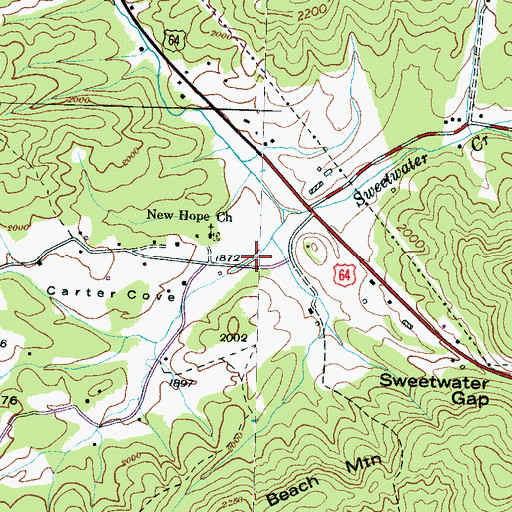 Topographic Map of Carter Cove, NC