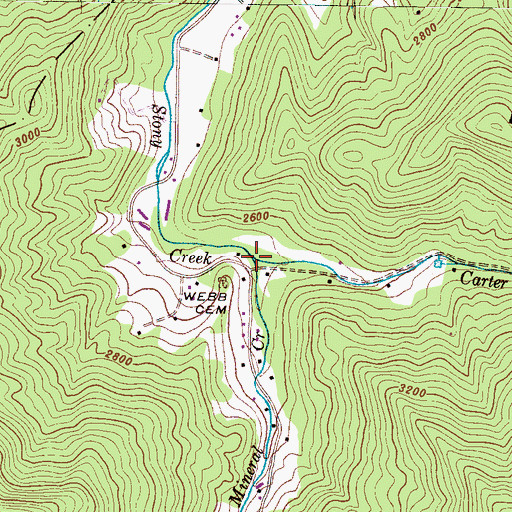 Topographic Map of Carter Creek, NC