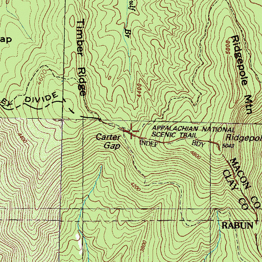 Topographic Map of Carter Gap, NC