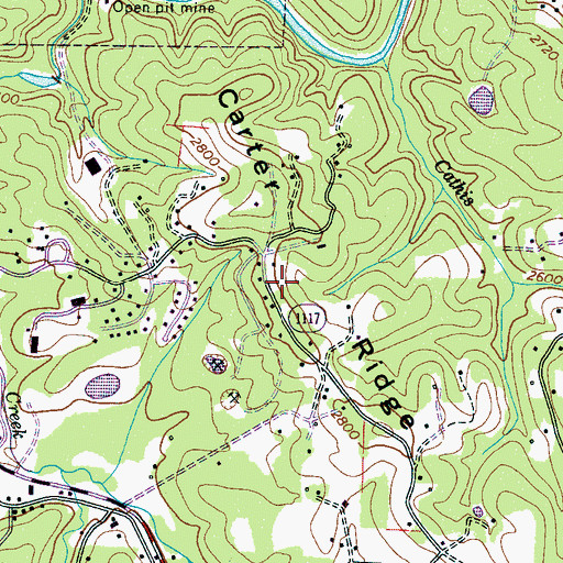Topographic Map of Carter Ridge, NC