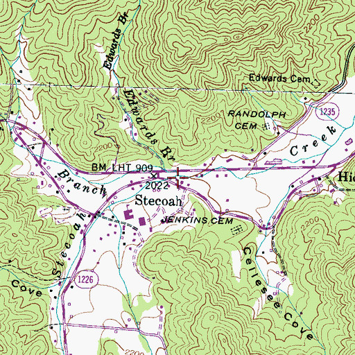 Topographic Map of Carver Branch, NC