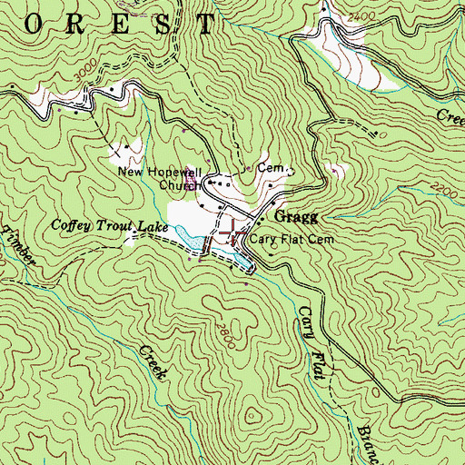 Topographic Map of Cary Flat Cemetery, NC