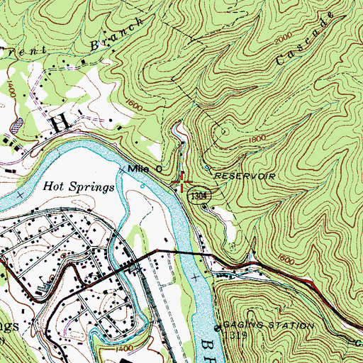 Topographic Map of Cascade Branch, NC