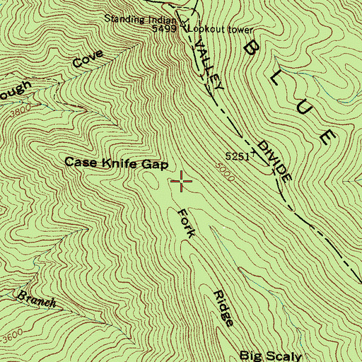 Topographic Map of Case Knife Gap, NC
