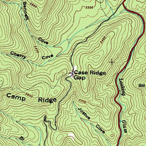 Topographic Map of Case Ridge Gap, NC