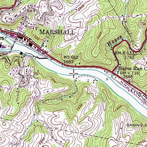 Topographic Map of Casey Bow Branch, NC