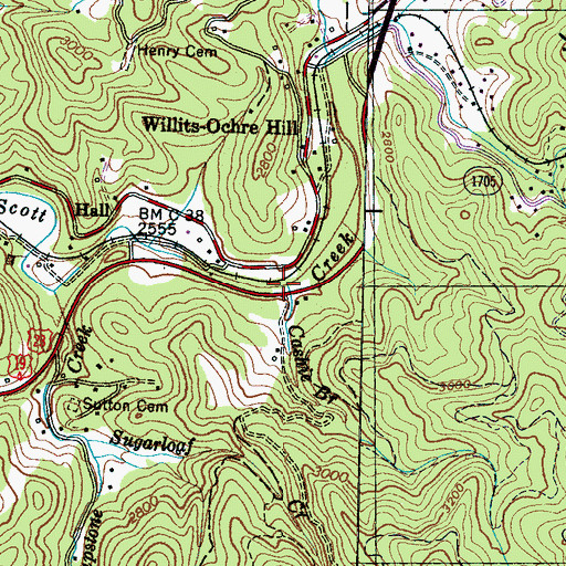 Topographic Map of Cashie Branch, NC