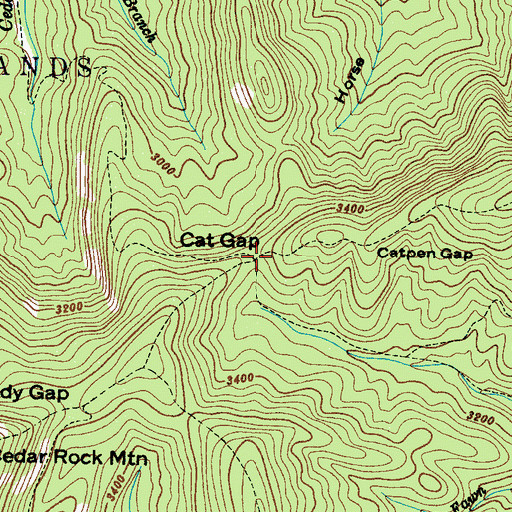 Topographic Map of Cat Gap, NC