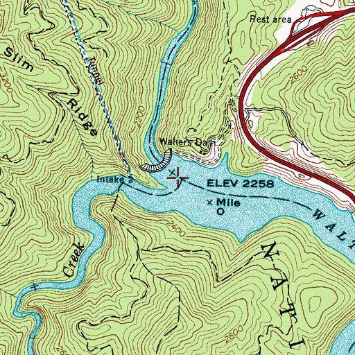 Topographic Map of Cataloochee Creek, NC