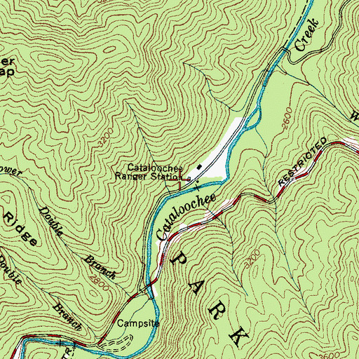 Topographic Map of Cataloochee Ranger Station, NC