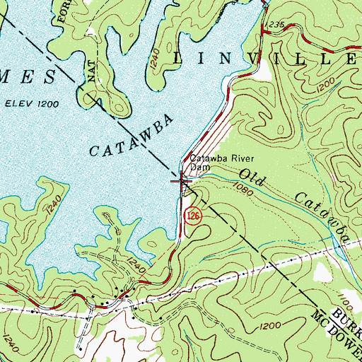 Topographic Map of Catawba River Dam, NC