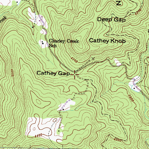 Topographic Map of Cathey Gap, NC