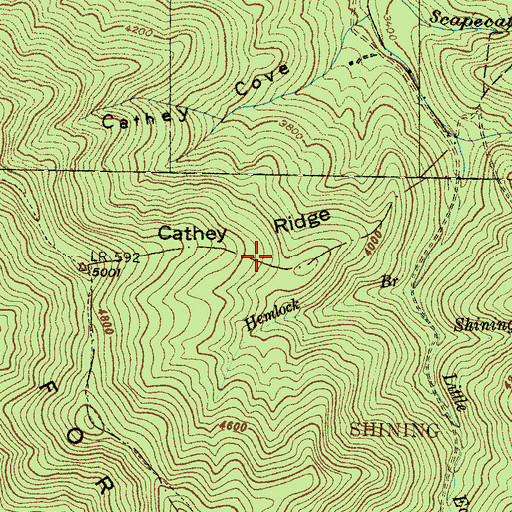 Topographic Map of Cathey Ridge, NC