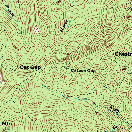 Topographic Map of Catpen Gap, NC