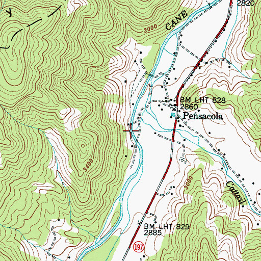 Topographic Map of Cattail Creek, NC