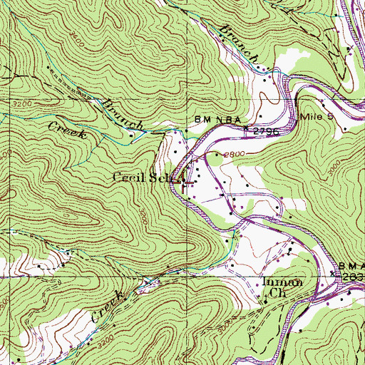 Topographic Map of Cecil School, NC
